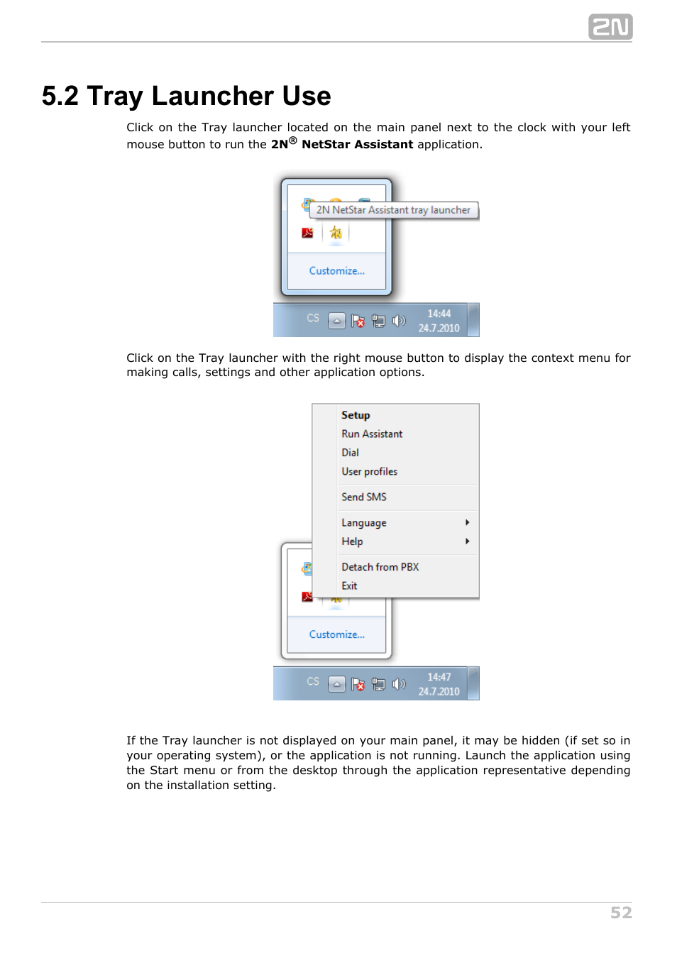 2 tray launcher use | 2N NetStar Assistant manual User Manual | Page 52 / 91