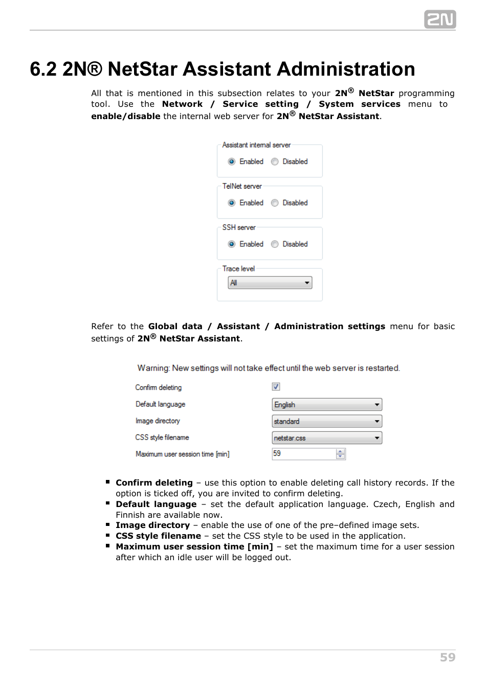 2 2n® netstar assistant administration | 2N NetStar Assistant manual User Manual | Page 59 / 91