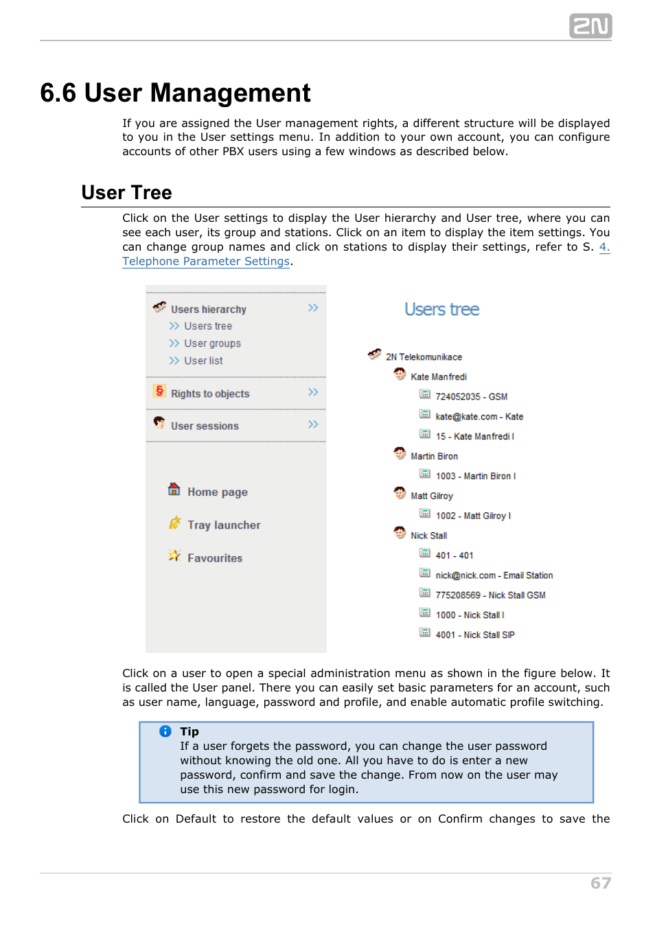 6 user management, User tree | 2N NetStar Assistant manual User Manual | Page 67 / 91