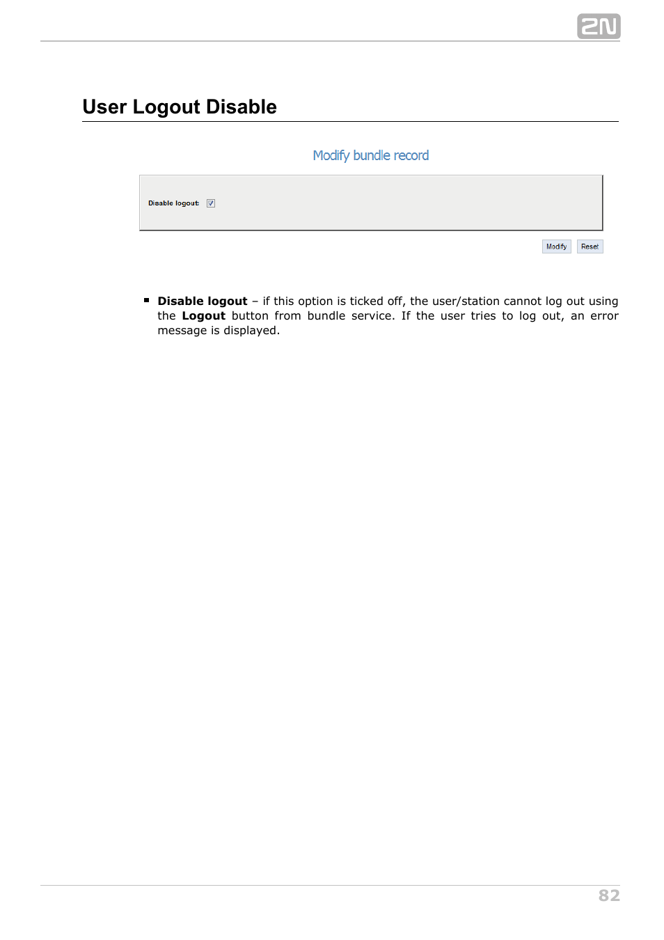 User logout disable | 2N NetStar Assistant manual User Manual | Page 82 / 91