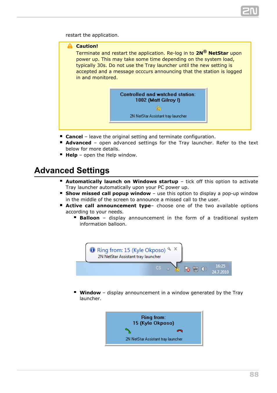 Advanced settings | 2N NetStar Assistant manual User Manual | Page 88 / 91