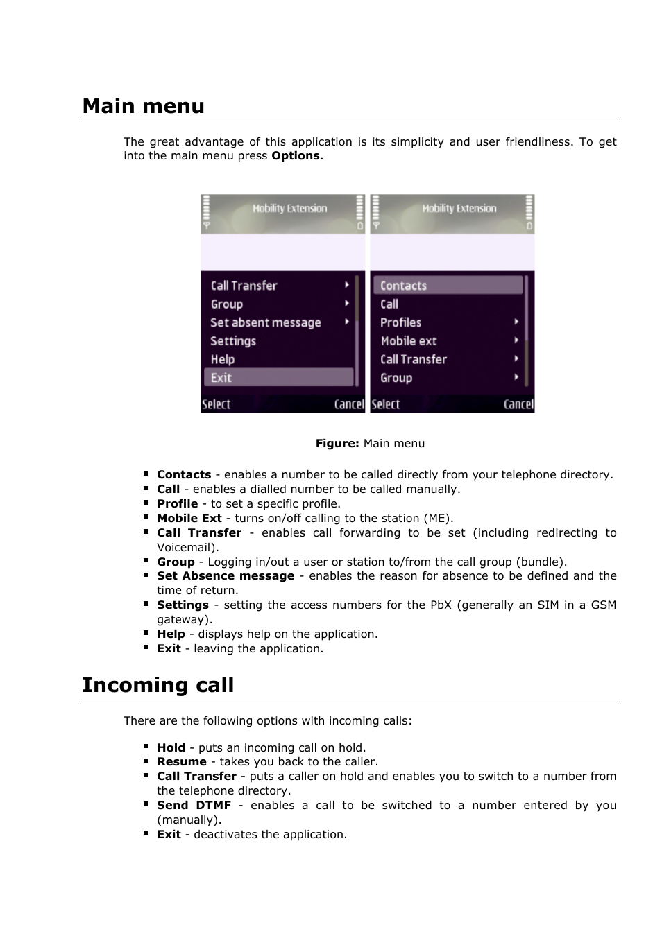 Main menu, Incoming call | 2N NetStar Help for Symbian ME Application User Manual | Page 4 / 7