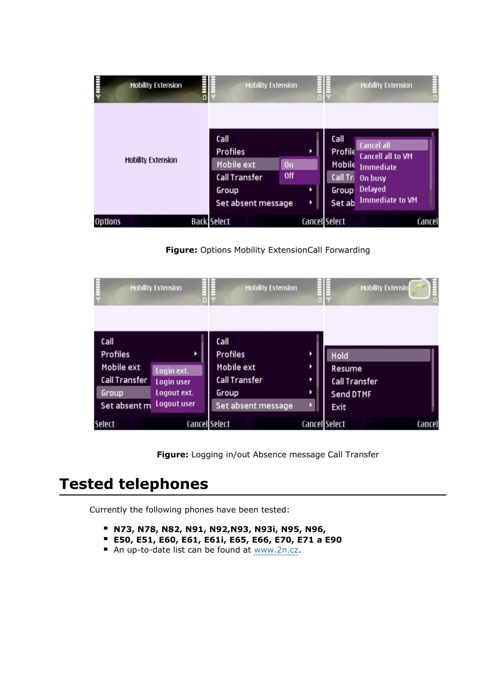 Tested telephones | 2N NetStar Help for Symbian ME Application User Manual | Page 5 / 7