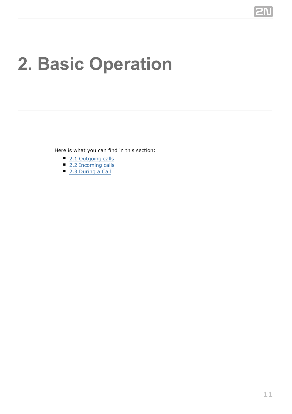 Basic operation | 2N StarPoint manual User Manual | Page 11 / 60