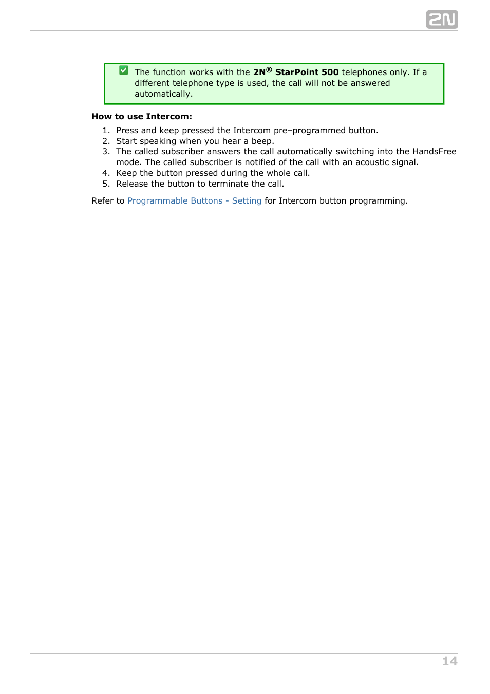 2N StarPoint manual User Manual | Page 14 / 60