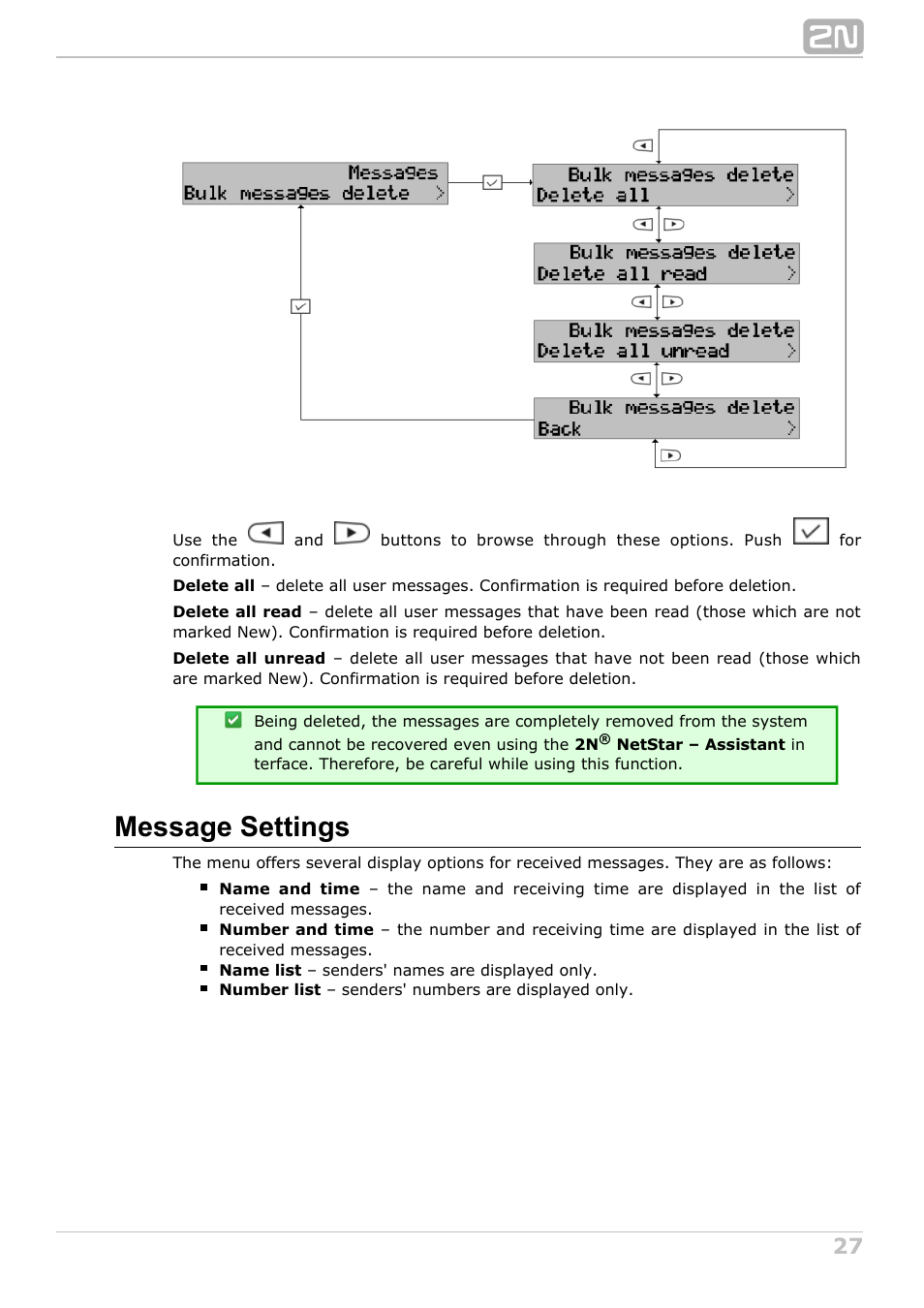 Message settings | 2N StarPoint manual User Manual | Page 27 / 60