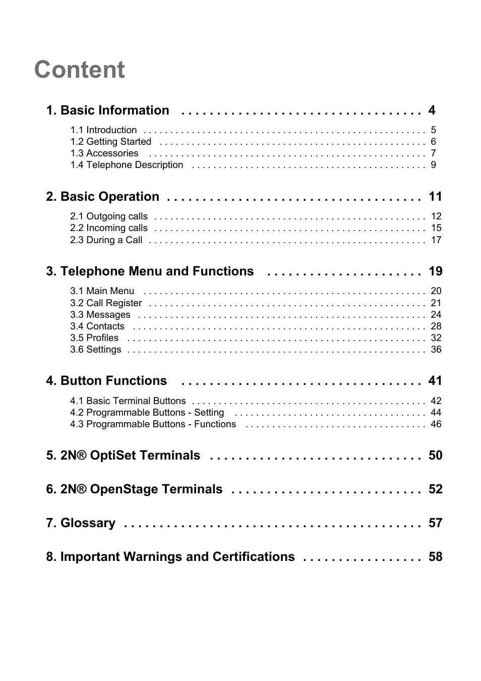 Content | 2N StarPoint manual User Manual | Page 3 / 60