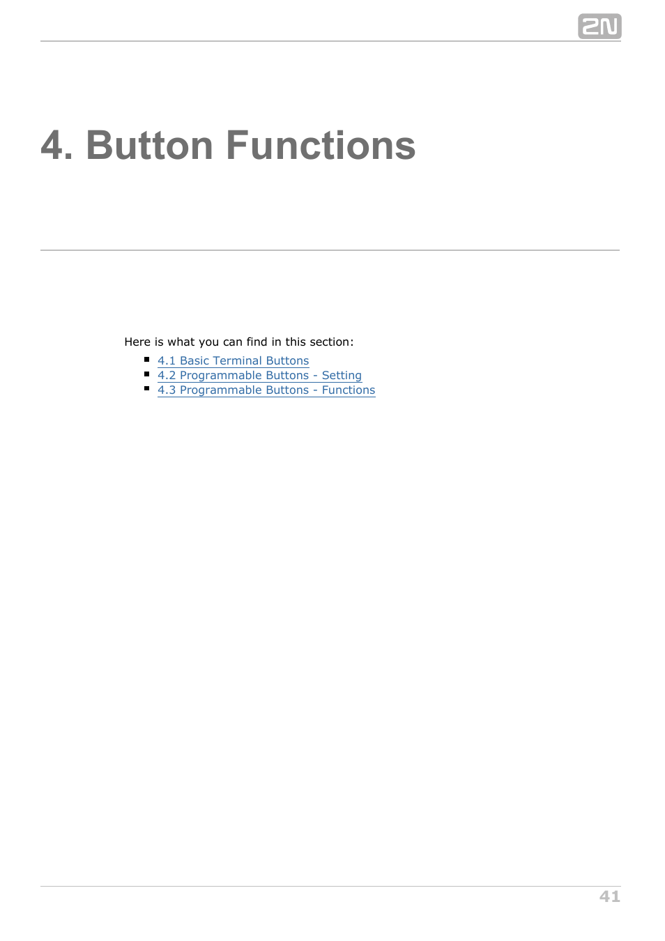 Button functions | 2N StarPoint manual User Manual | Page 41 / 60