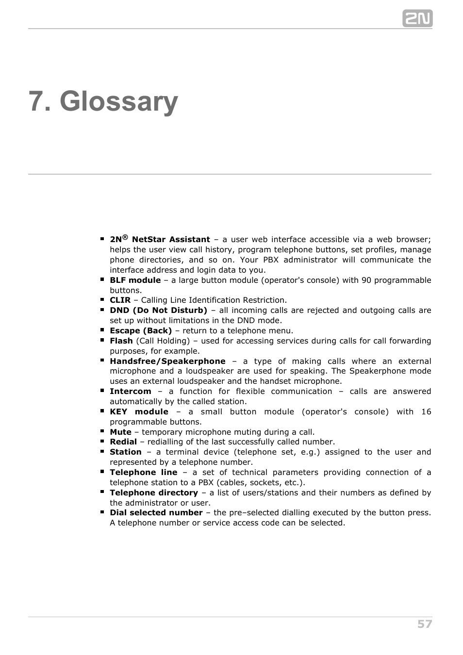 Glossary | 2N StarPoint manual User Manual | Page 57 / 60