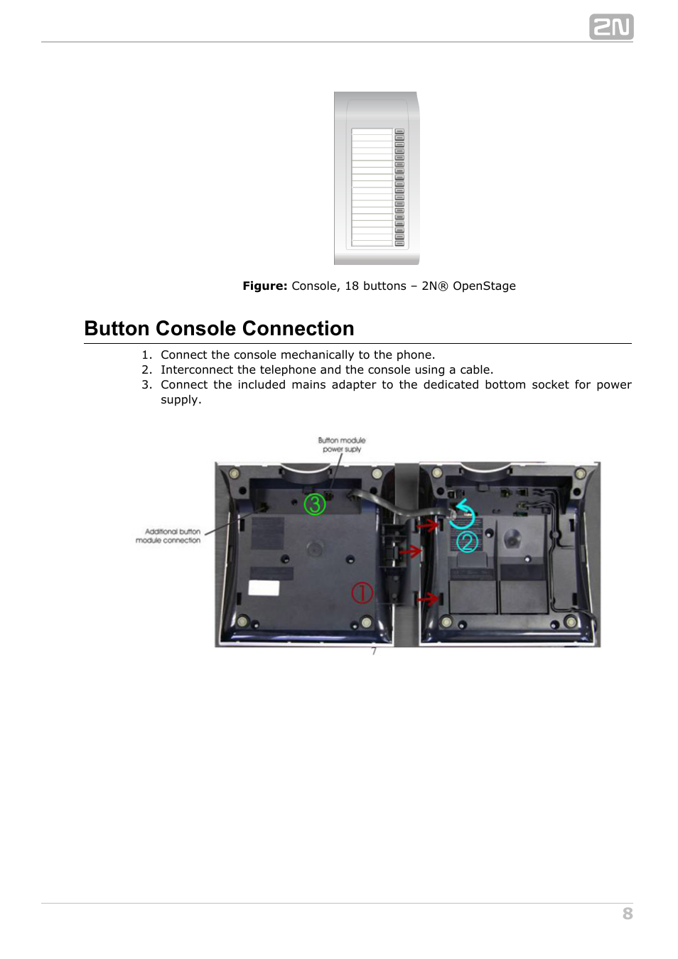 Button console connection | 2N StarPoint manual User Manual | Page 8 / 60