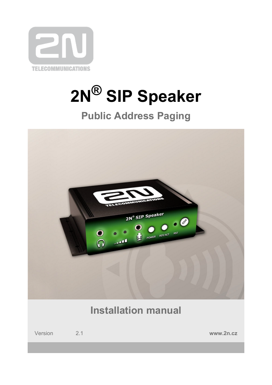 2N SIP Speaker Installation v2.1 User Manual | 36 pages