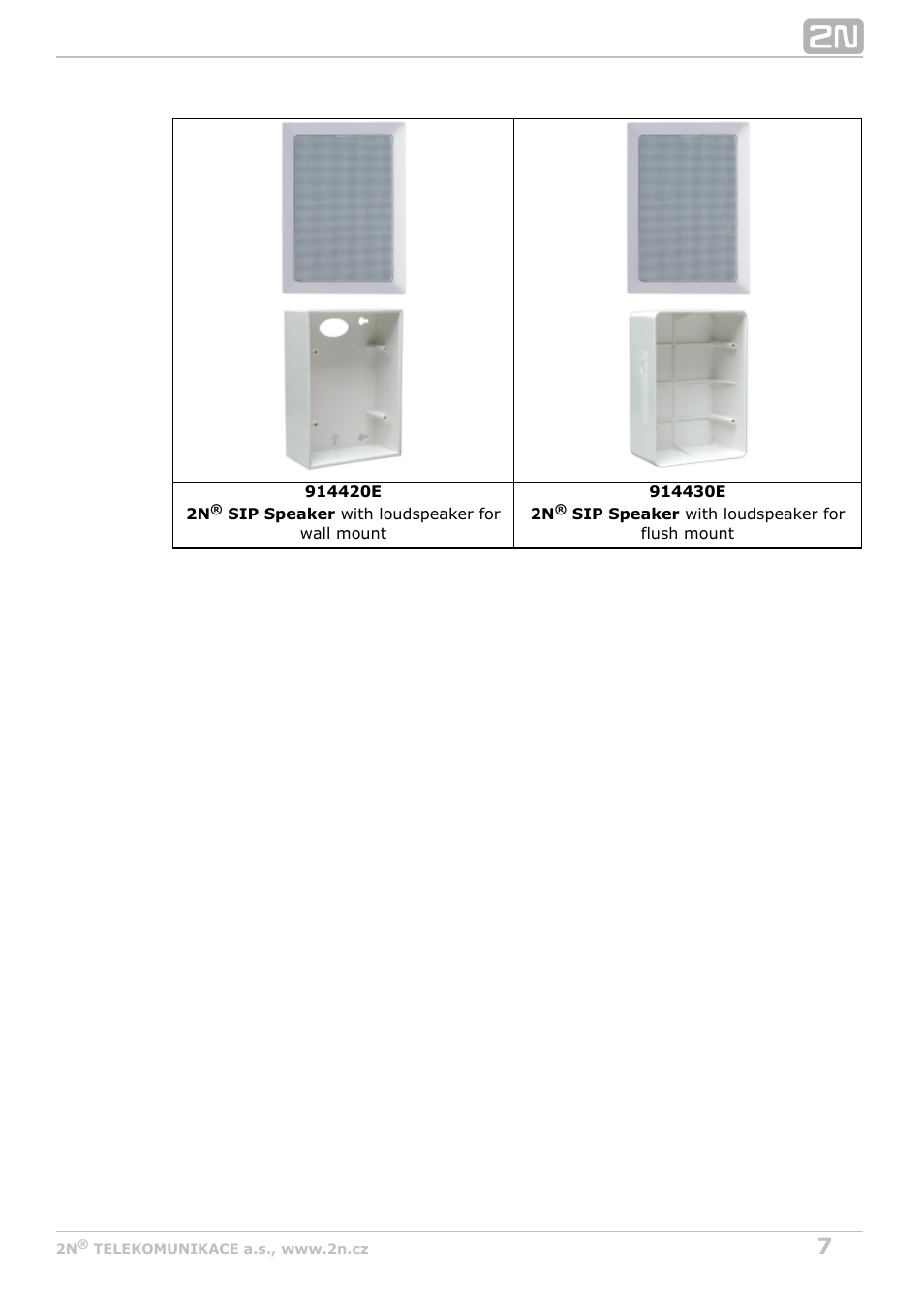 2N SIP Speaker Installation v2.1 User Manual | Page 7 / 36