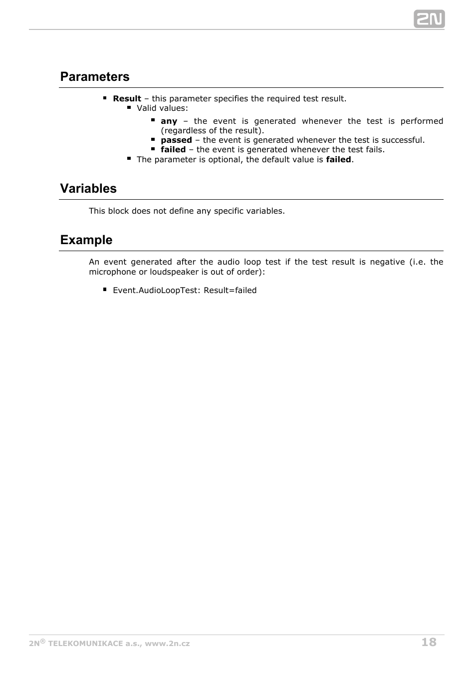 Parameters, Variables, Example | 2N Helios IP Automation Manual v2.7 User Manual | Page 18 / 44