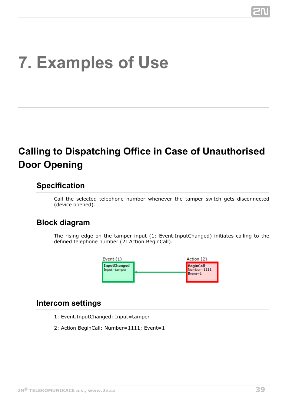 Examples of use | 2N Helios IP Automation Manual v2.7 User Manual | Page 39 / 44