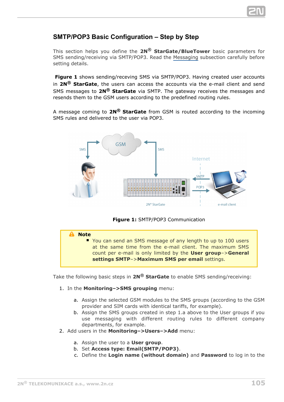 Smtp/pop3 basic configuration – step by step | 2N StarGate/BlueTower v5.4 User Manual | Page 105 / 194