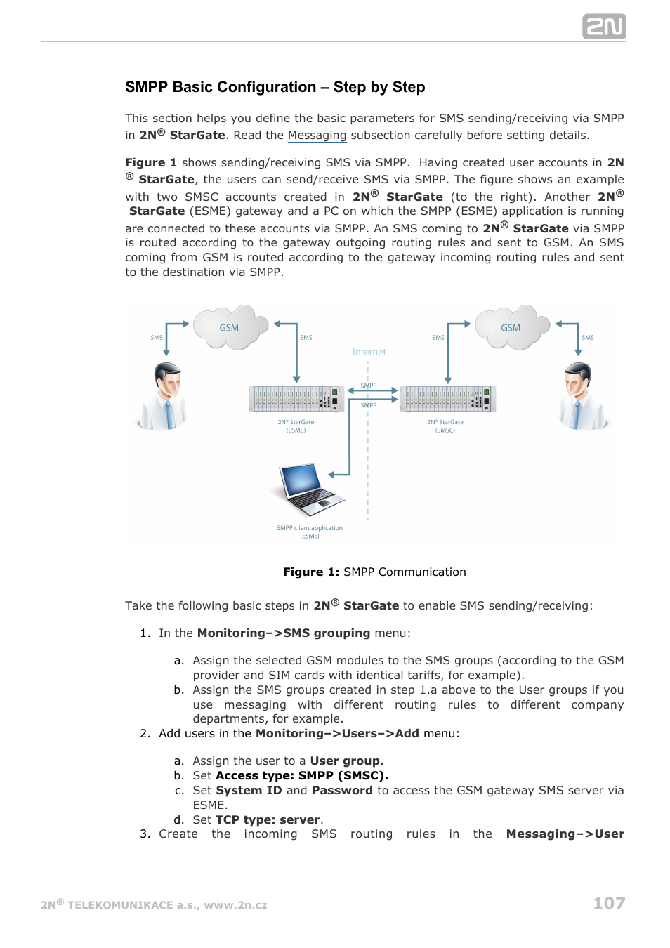 Smpp basic configuration – step by step | 2N StarGate/BlueTower v5.4 User Manual | Page 107 / 194