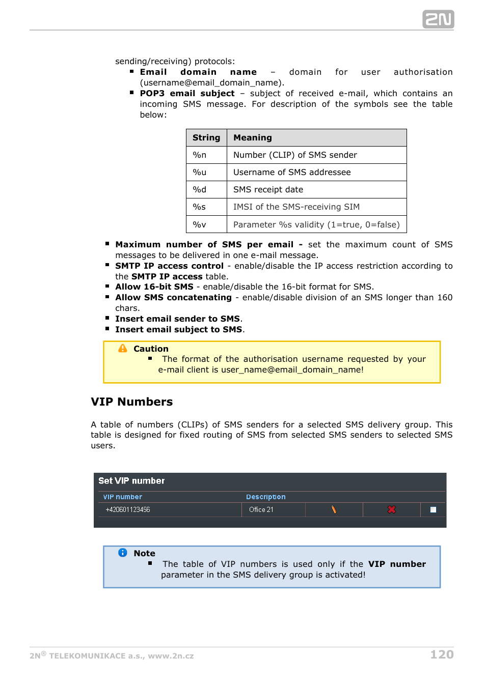 Vip numbers | 2N StarGate/BlueTower v5.4 User Manual | Page 120 / 194