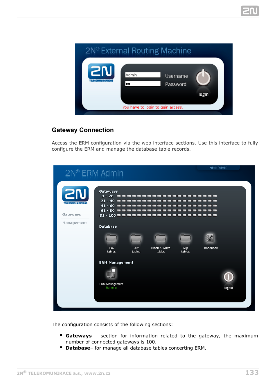 Gateway connection | 2N StarGate/BlueTower v5.4 User Manual | Page 133 / 194
