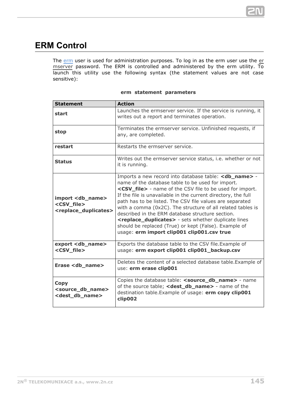 Erm control | 2N StarGate/BlueTower v5.4 User Manual | Page 145 / 194