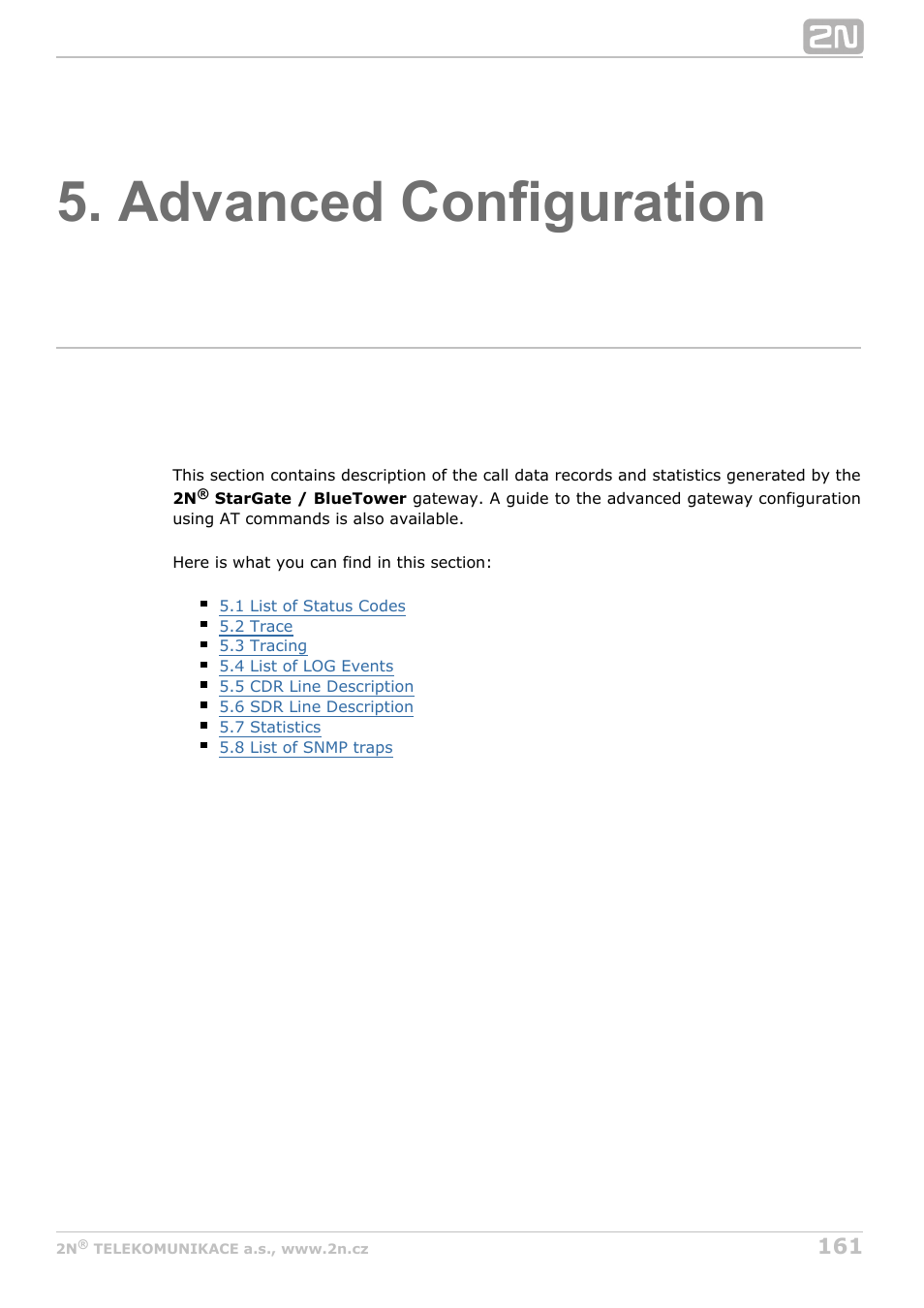 Advanced configuration | 2N StarGate/BlueTower v5.4 User Manual | Page 161 / 194