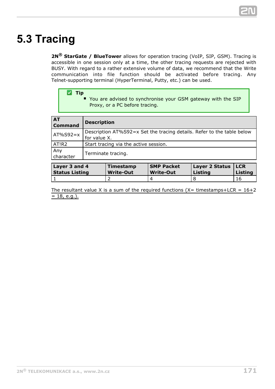 3 tracing | 2N StarGate/BlueTower v5.4 User Manual | Page 171 / 194