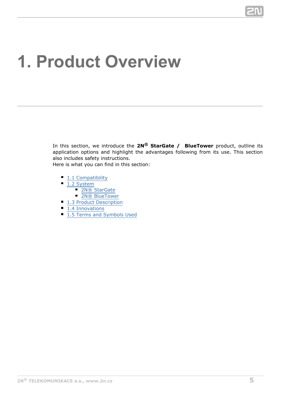 Product overview | 2N StarGate/BlueTower v5.4 User Manual | Page 5 / 194