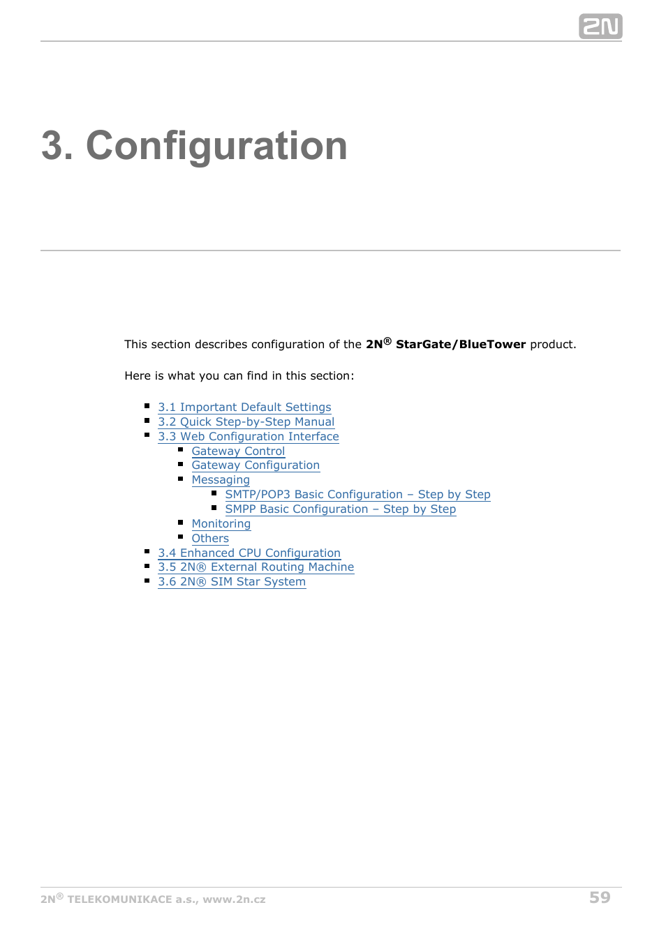 Configuration | 2N StarGate/BlueTower v5.4 User Manual | Page 59 / 194