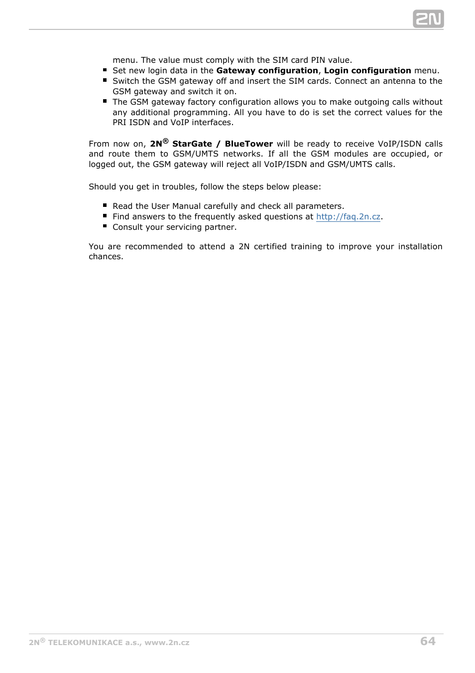 2N StarGate/BlueTower v5.4 User Manual | Page 64 / 194