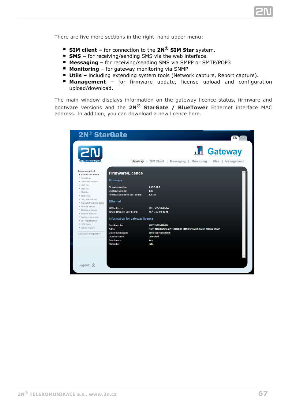 2N StarGate/BlueTower v5.4 User Manual | Page 67 / 194