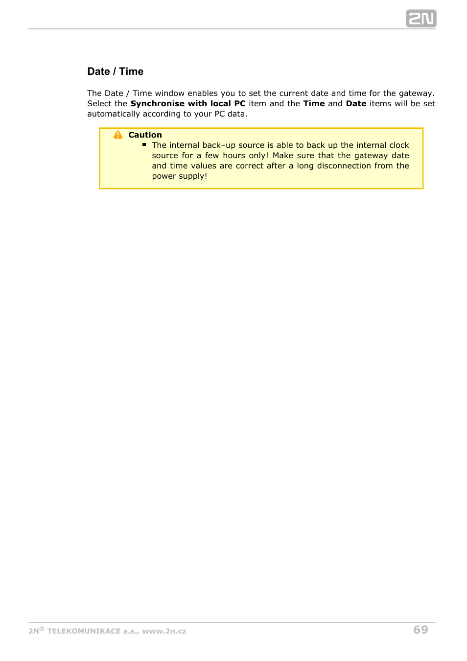 Date / time | 2N StarGate/BlueTower v5.4 User Manual | Page 69 / 194