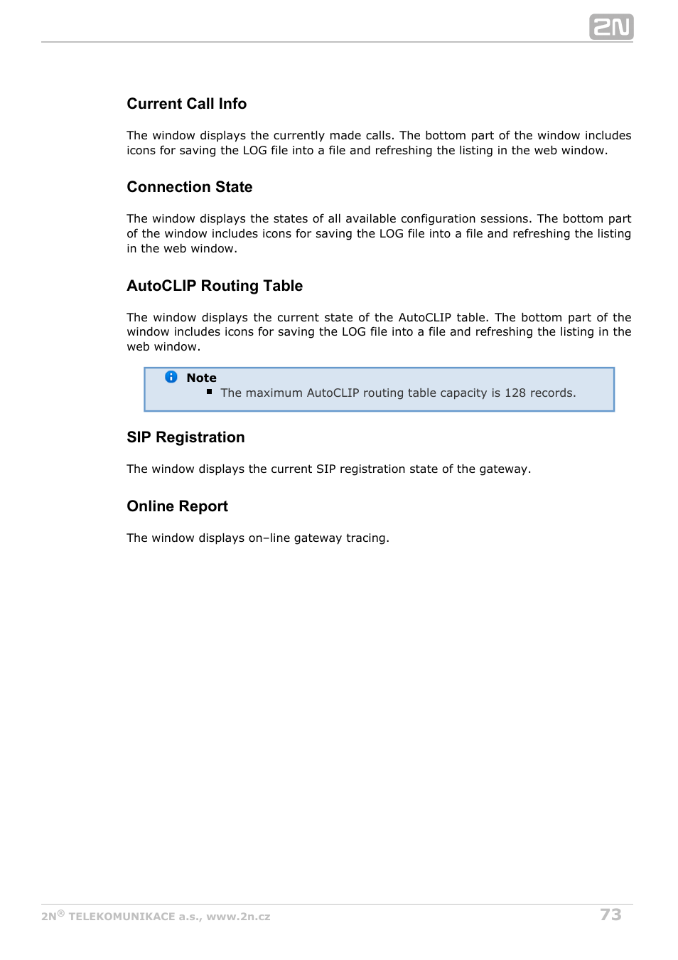 2N StarGate/BlueTower v5.4 User Manual | Page 73 / 194