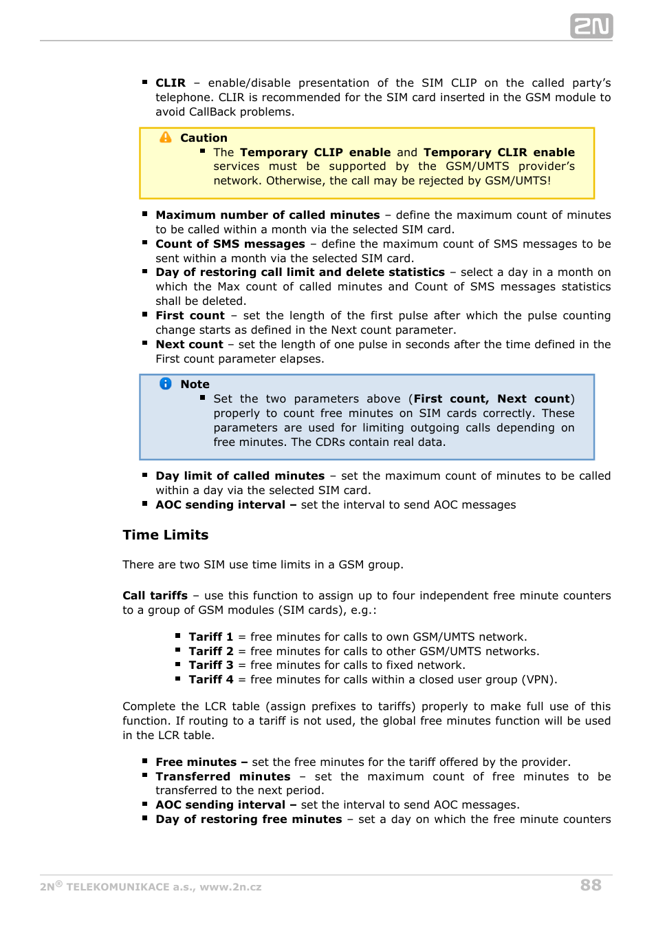 2N StarGate/BlueTower v5.4 User Manual | Page 88 / 194