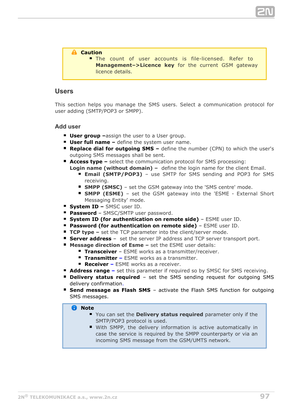 Users | 2N StarGate/BlueTower v5.4 User Manual | Page 97 / 194