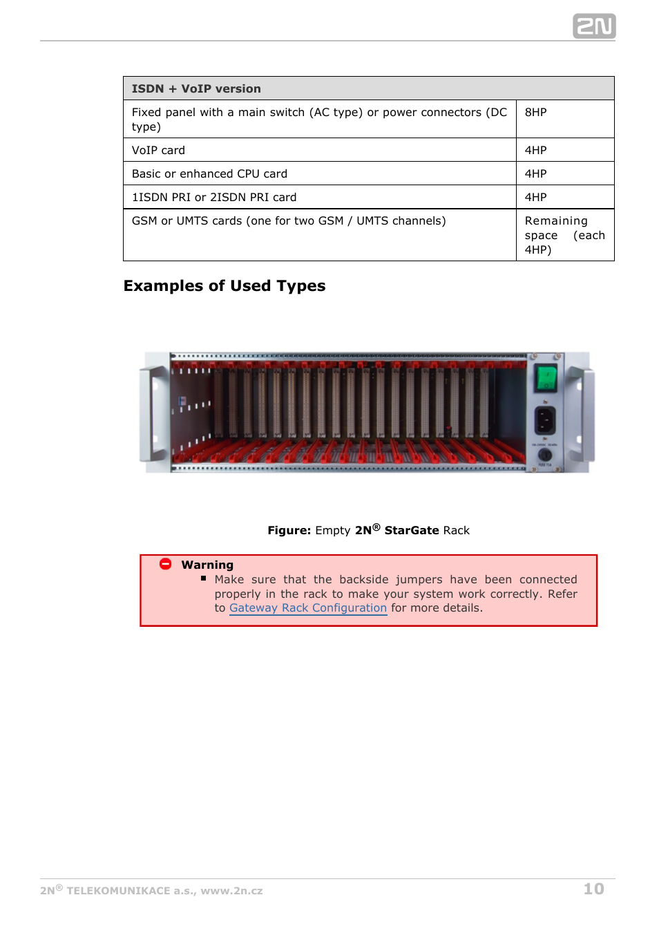 Examples of used types | 2N StarGate/BlueTower v5.3 User Manual | Page 10 / 192