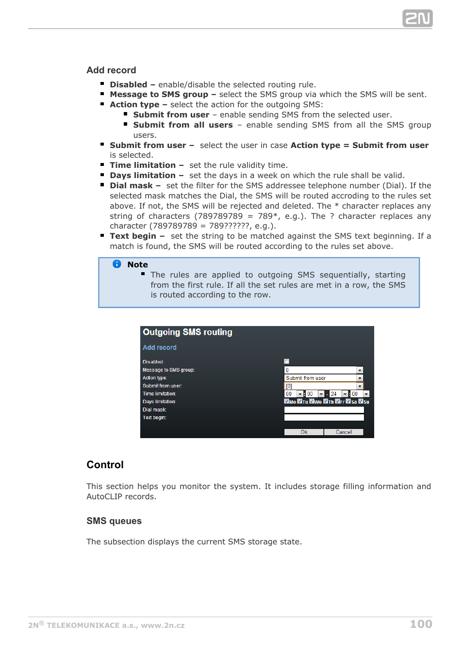 Control | 2N StarGate/BlueTower v5.3 User Manual | Page 100 / 192