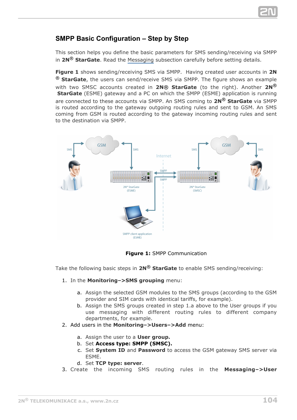 Smpp basic configuration – step by step | 2N StarGate/BlueTower v5.3 User Manual | Page 104 / 192