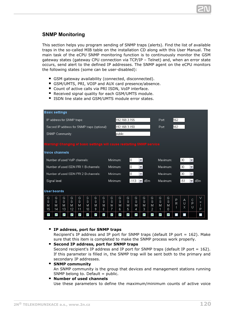 Snmp monitoring | 2N StarGate/BlueTower v5.3 User Manual | Page 120 / 192