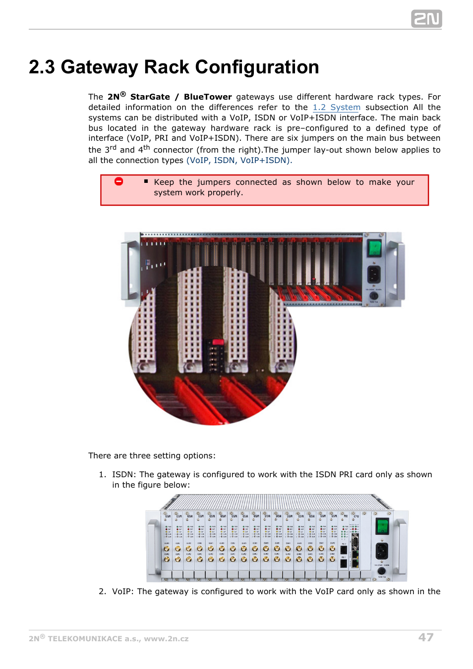 3 gateway rack configuration | 2N StarGate/BlueTower v5.3 User Manual | Page 47 / 192