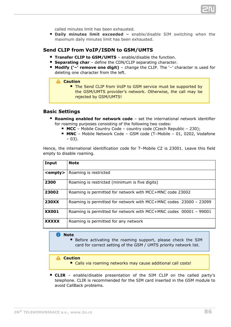 2N StarGate/BlueTower v5.3 User Manual | Page 86 / 192