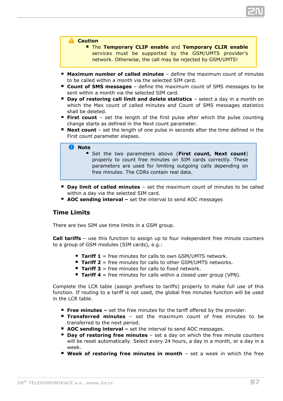 2N StarGate/BlueTower v5.3 User Manual | Page 87 / 192