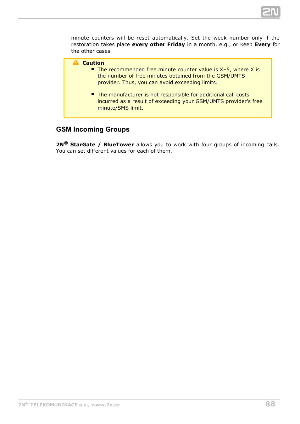 Gsm incoming groups | 2N StarGate/BlueTower v5.3 User Manual | Page 88 / 192