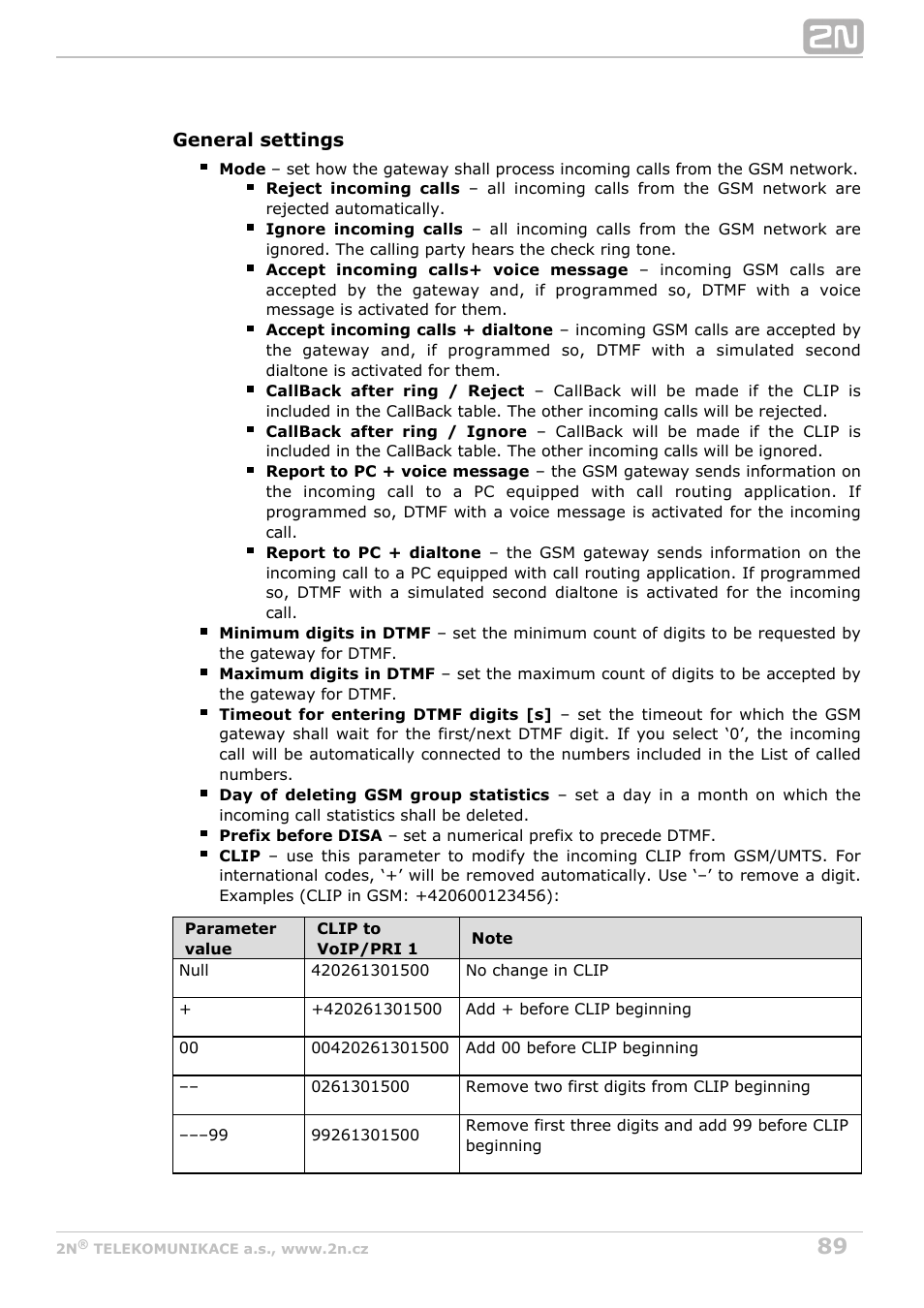 2N StarGate/BlueTower v5.3 User Manual | Page 89 / 192