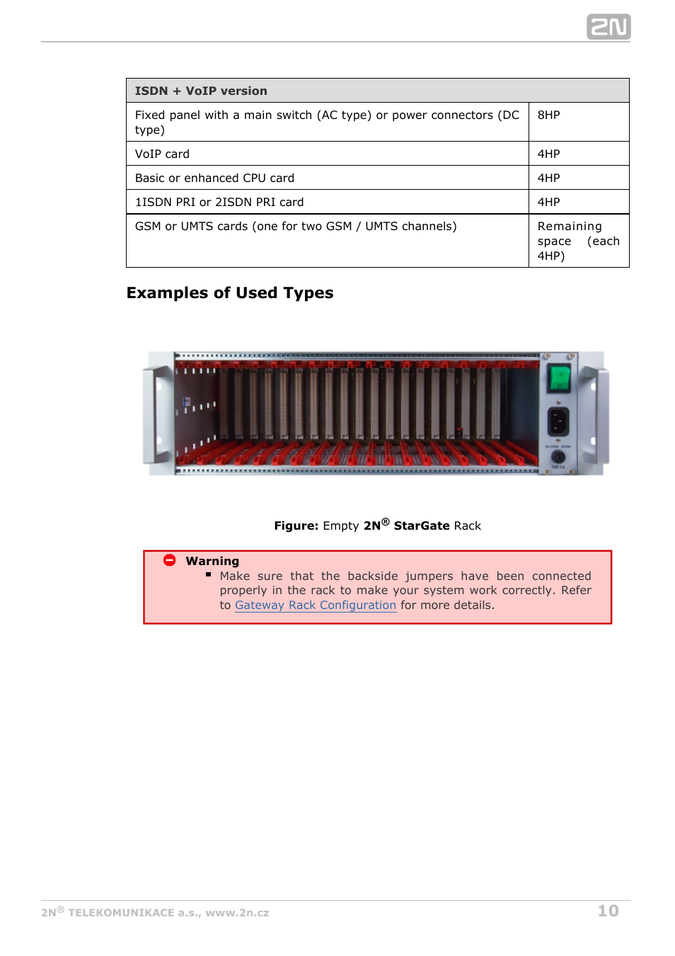 Examples of used types | 2N StarGate/BlueTower v5.2 User Manual | Page 10 / 162
