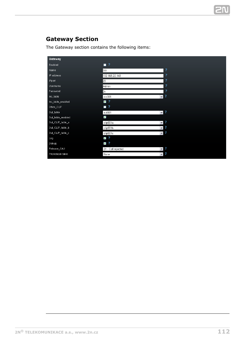 2N StarGate/BlueTower v5.2 User Manual | Page 112 / 162