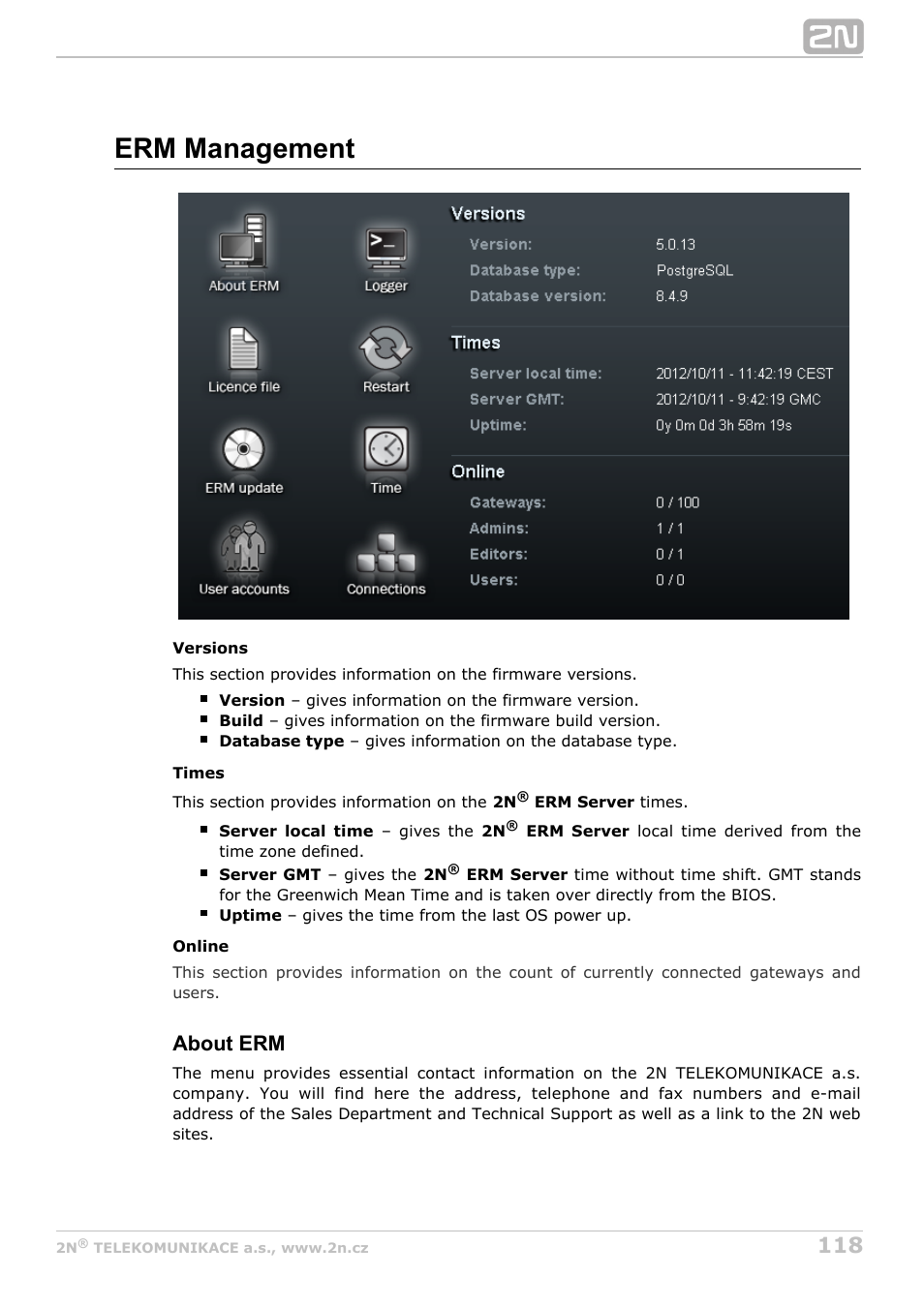 Erm management, About erm | 2N StarGate/BlueTower v5.2 User Manual | Page 118 / 162