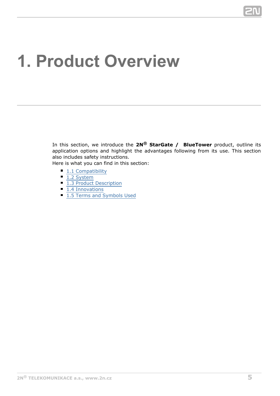Product overview | 2N StarGate/BlueTower v5.2 User Manual | Page 5 / 162