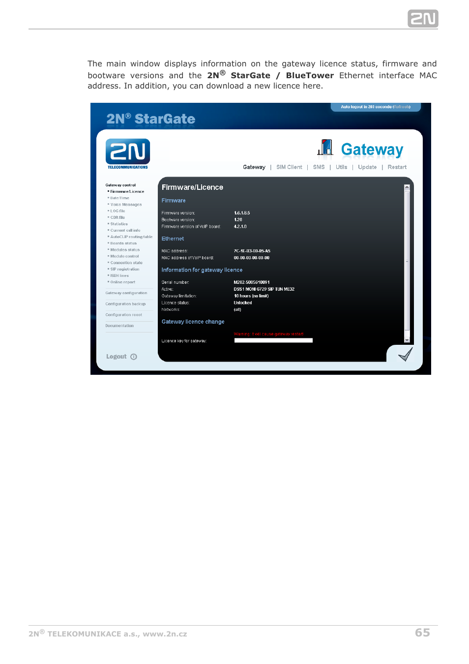 2N StarGate/BlueTower v5.2 User Manual | Page 65 / 162