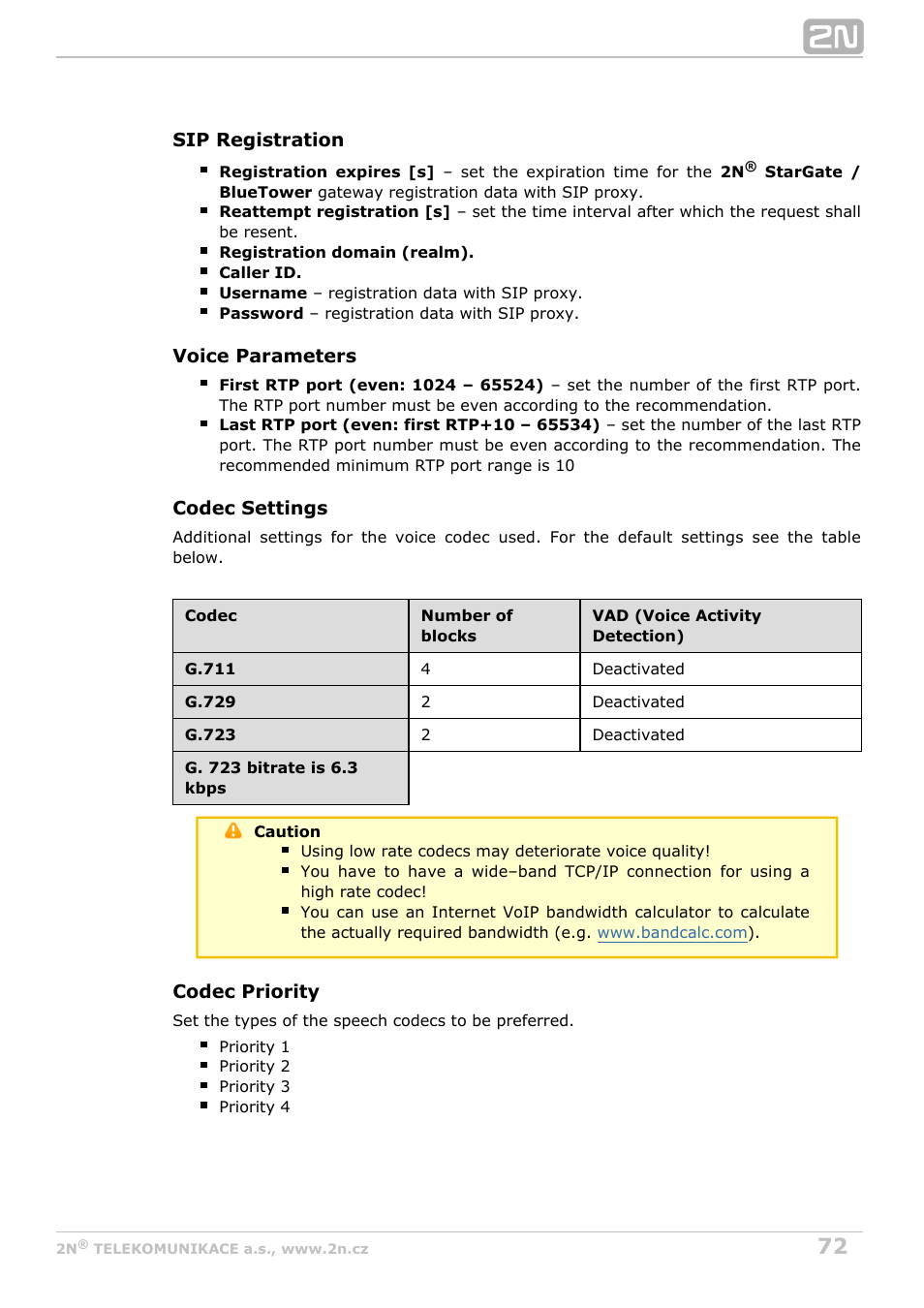 2N StarGate/BlueTower v5.2 User Manual | Page 72 / 162