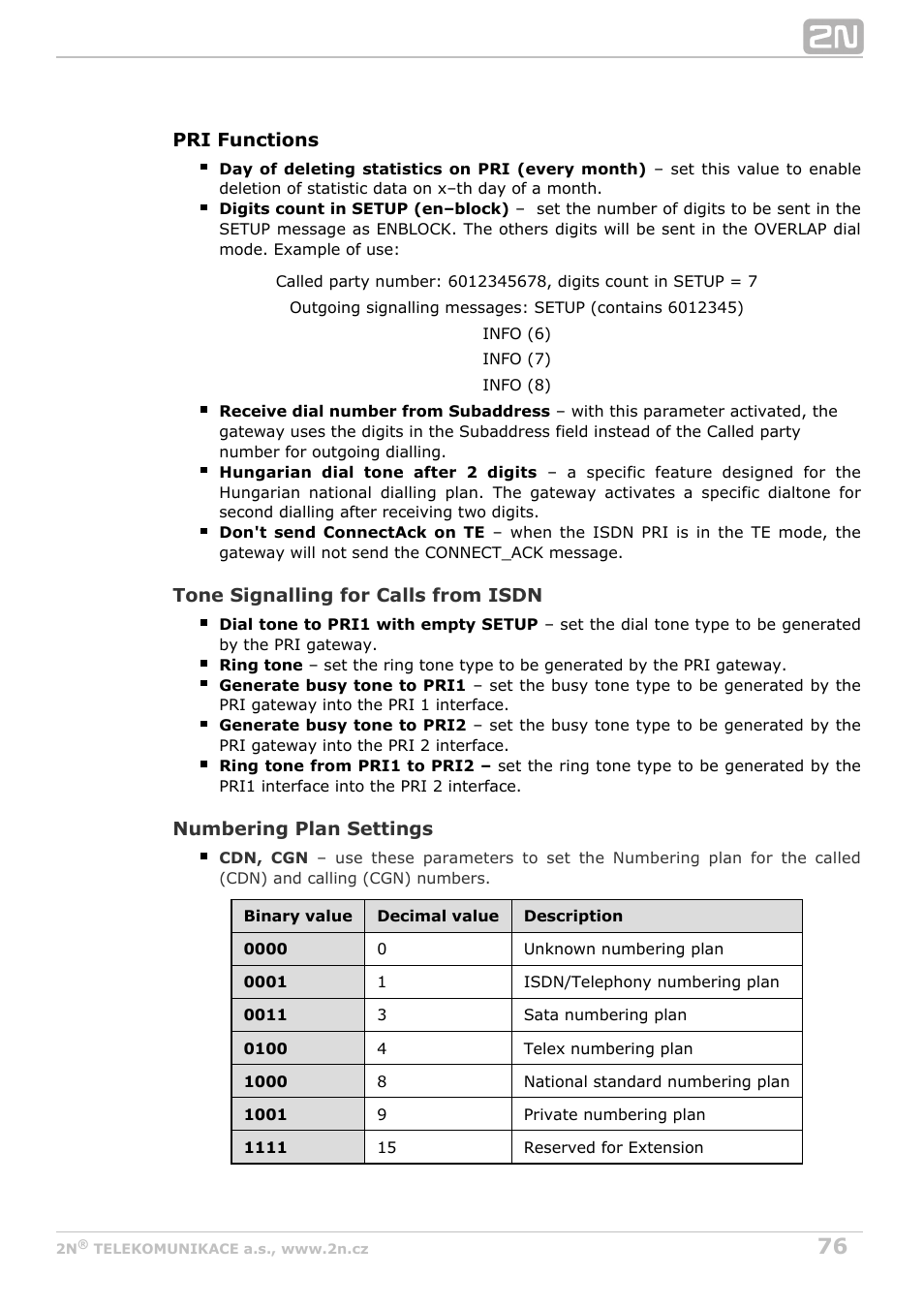 2N StarGate/BlueTower v5.2 User Manual | Page 76 / 162