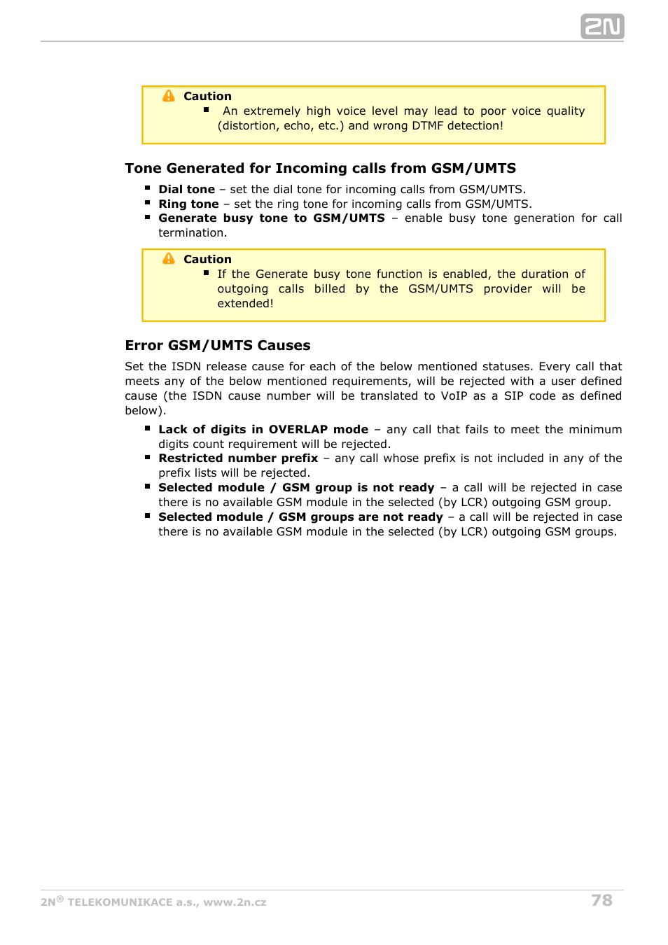 2N StarGate/BlueTower v5.2 User Manual | Page 78 / 162